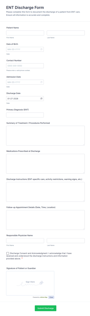 ENT Discharge Form Template
