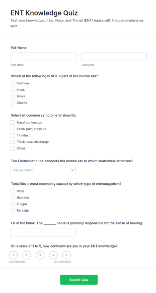 ENT Knowledge Quiz Form Template