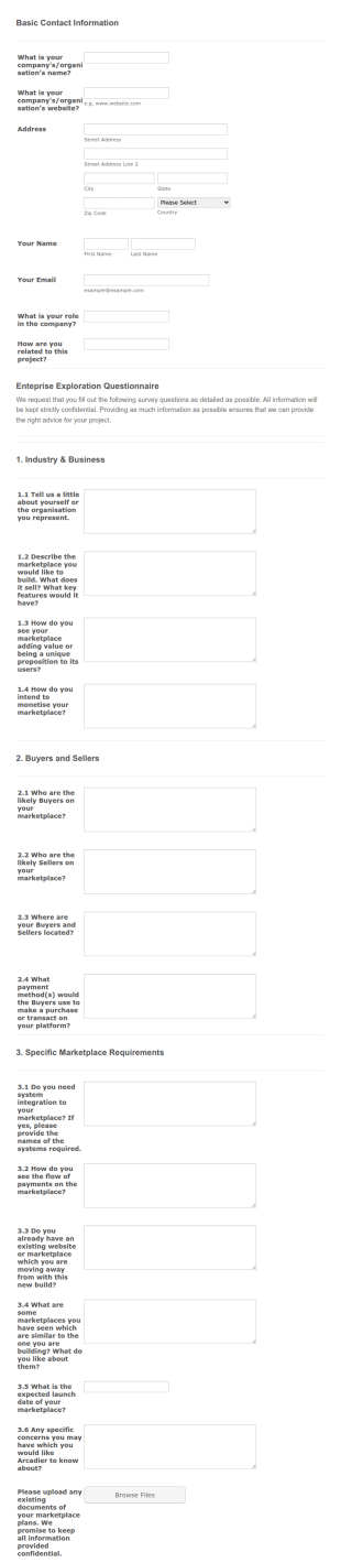 Enterpise Pre Engagement Questionnaire Form Template