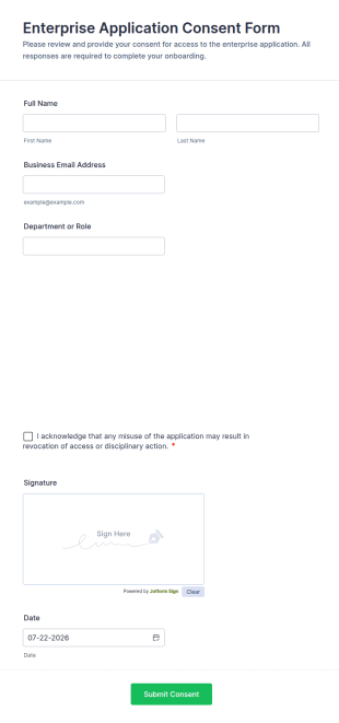 Enterprise Application Consent Form Template