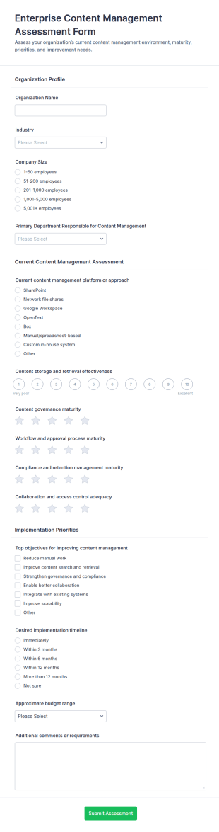 Enterprise Content Management Assessment Form Template