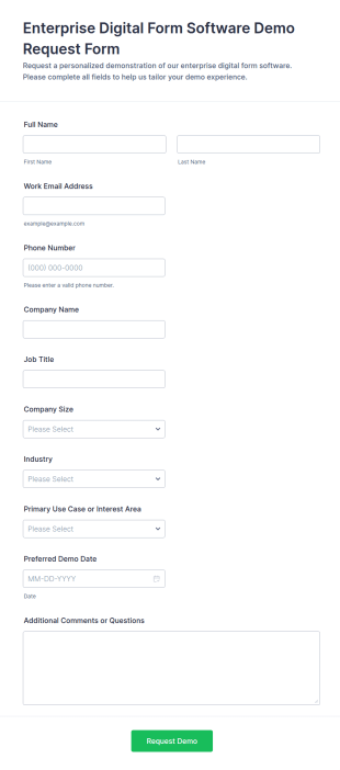 Enterprise Digital Form Software Demo Request Form
