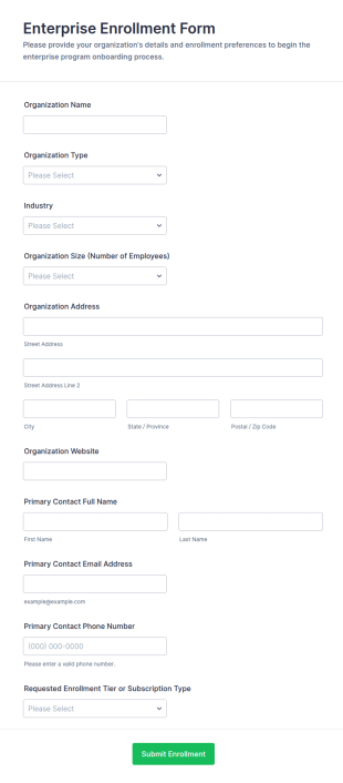 Enterprise Enrollment Form Template