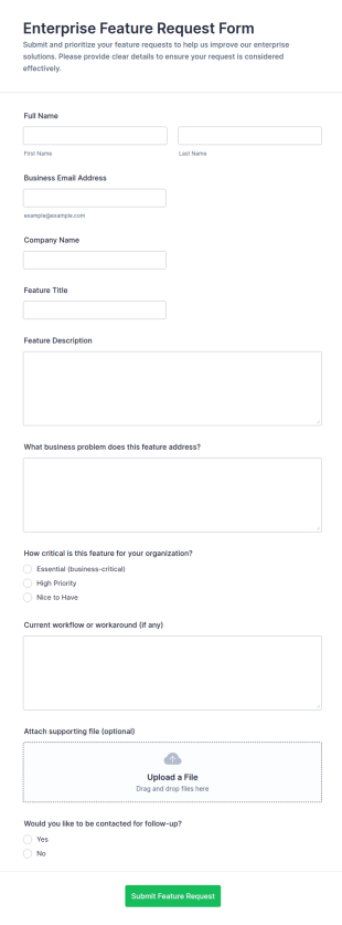 Enterprise Feature Request Form Template