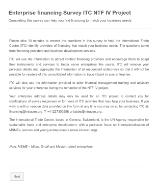 Enterprise Financing Questionnaire Form Template