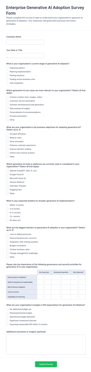 Enterprise Generative AI Adoption Survey Form Template