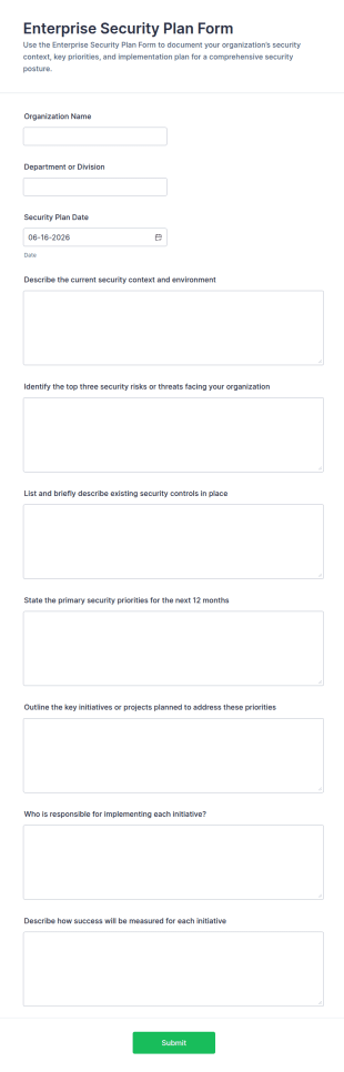 Enterprise Security Plan Form Template
