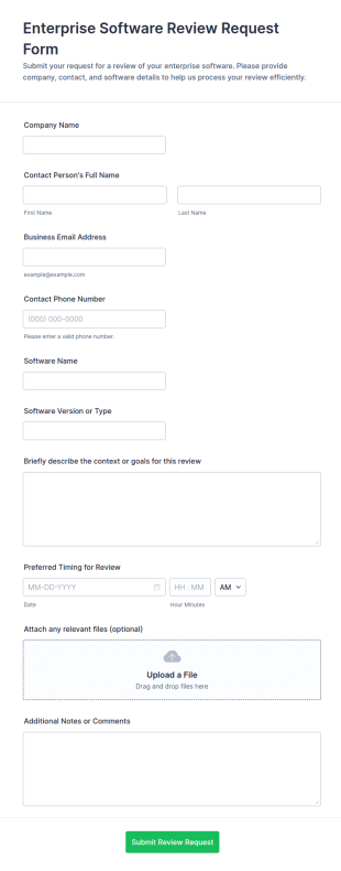 Enterprise Software Review Request Form Template