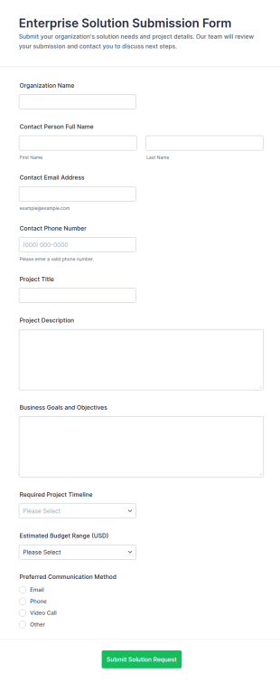 Enterprise Solution Submission Form Template