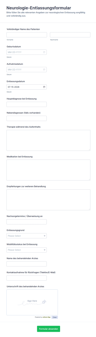 Entlassungsbericht Neurologie Form