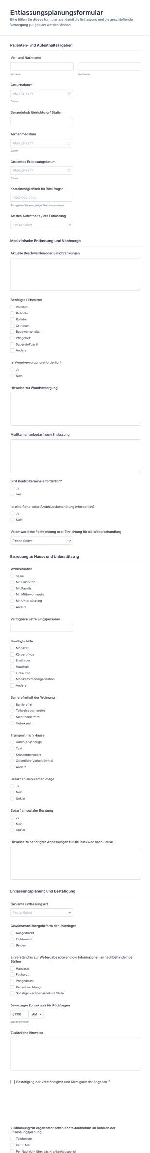 Entlassungsplanungsformular