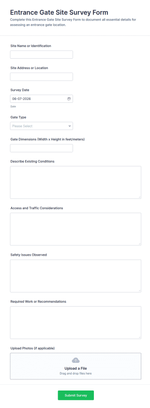 Entrance Gate Site Survey Form Template