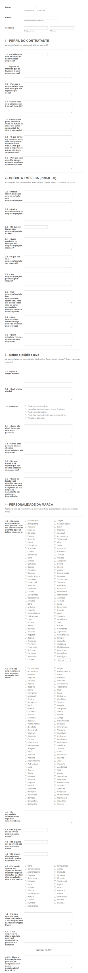 Entrepreneur Questionnaire In Portuguese