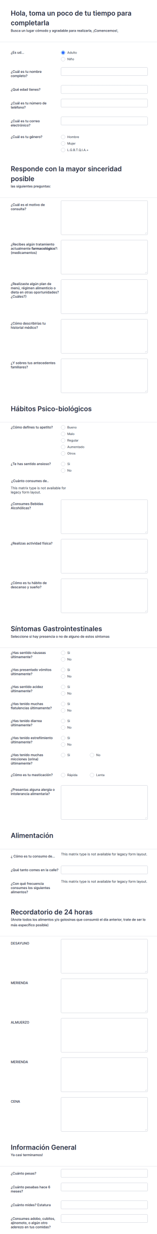Entrevista Nutricional