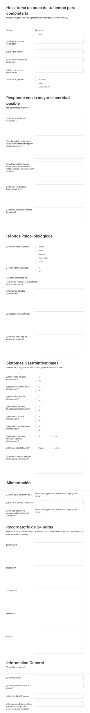 Entrevista Nutricional