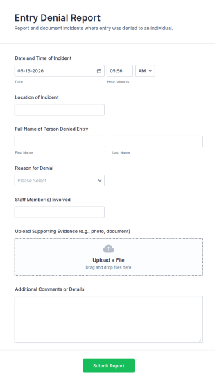 Entry Denial Report Form Template