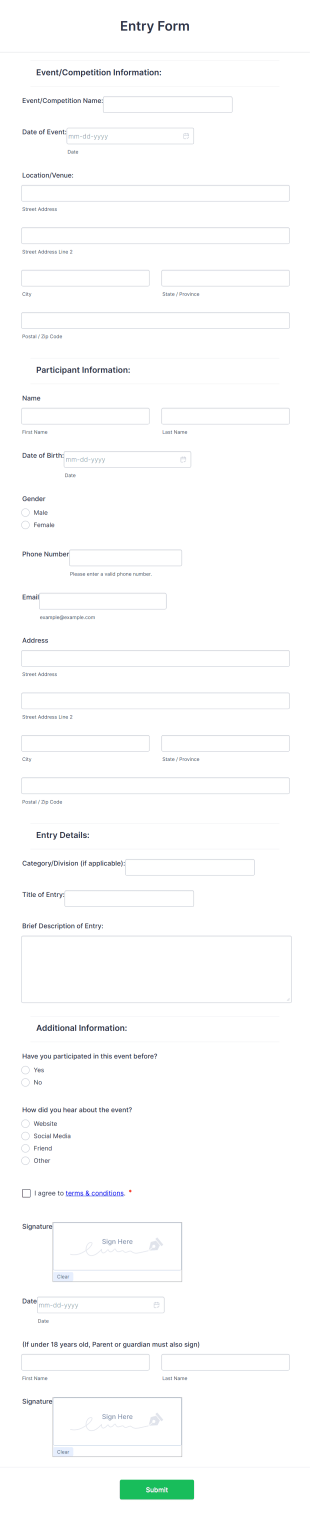 Entry Form Template