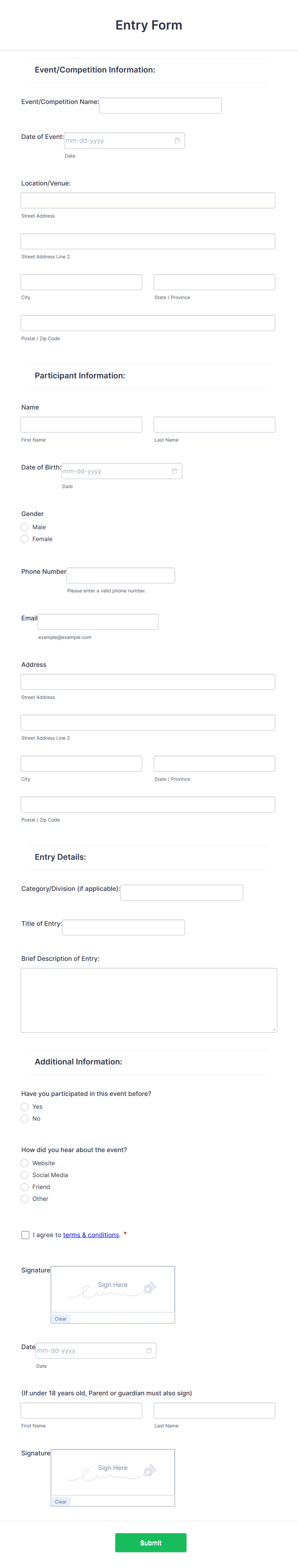 entry-form-template-jotform for Free Printable Entry Form Template Entry Form Template | Jotform for Free Printable Entry Form Template