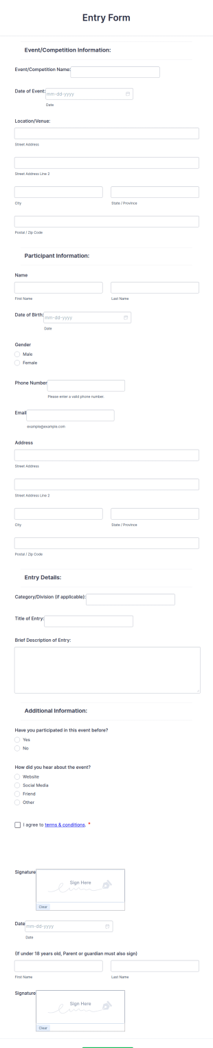 Entry Form Template