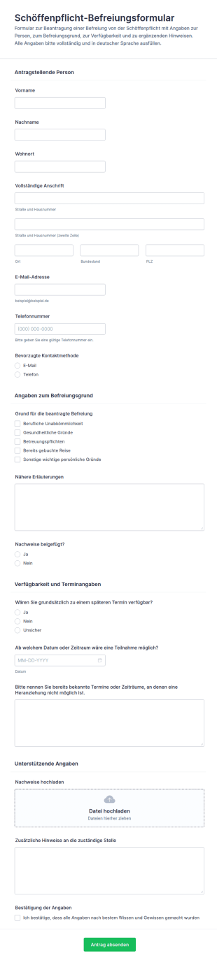 Entschuldigung Zur Teilnahme An Der Geschworenendienstpflicht Form