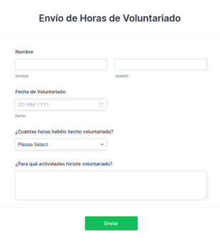 Envío De Horas De Voluntariado