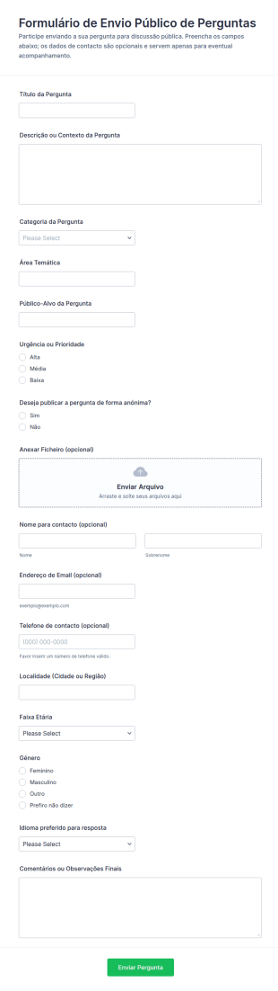 Envio De Perguntas E Respostas