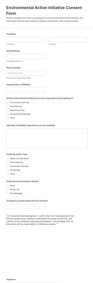 Environmental Action Initiative Consent Form Template