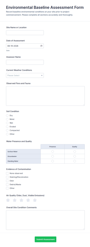 Environmental Baseline Assessment Form Template