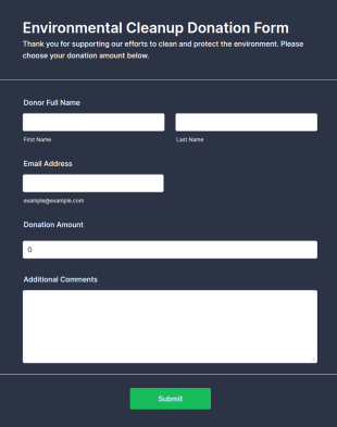 Environmental Cleanup Donation Form Template