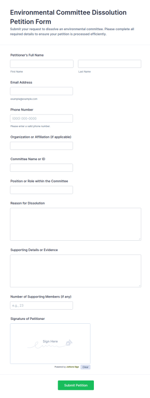 Environmental Committee Dissolution Petition Form Template