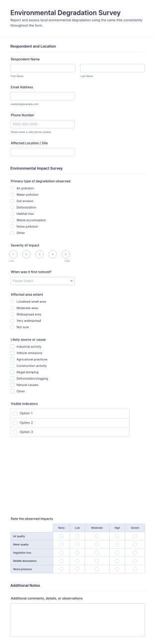 Environmental Degradation Survey Form Template