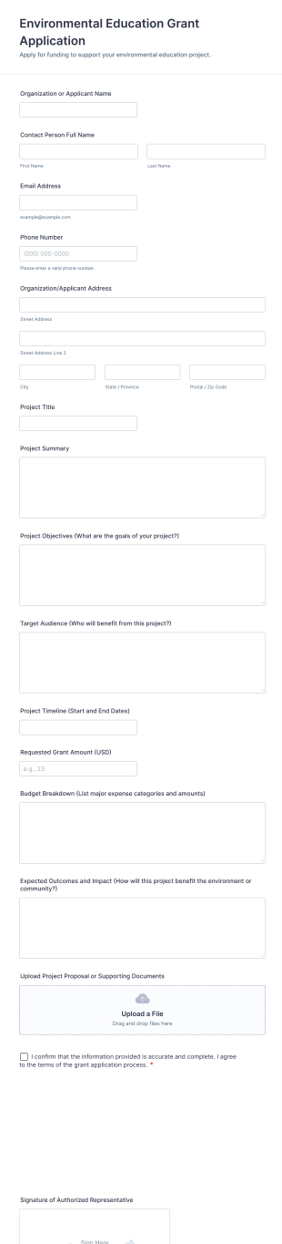 Environmental Education Grant Application Form Template