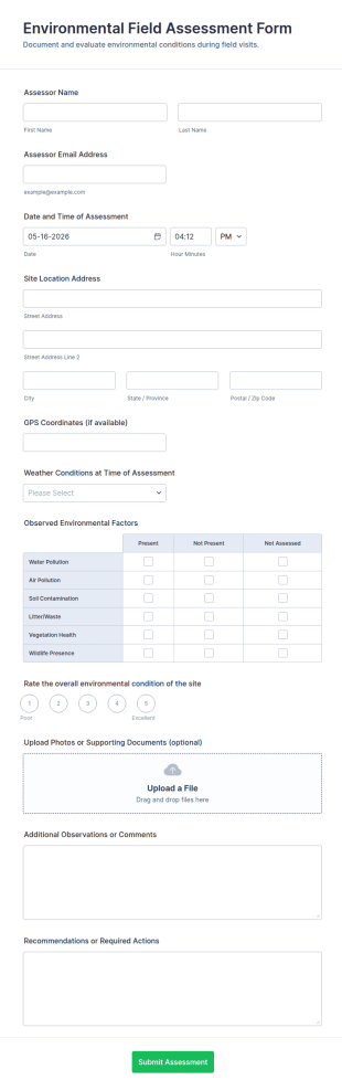 Environmental Field Assessment Form Template