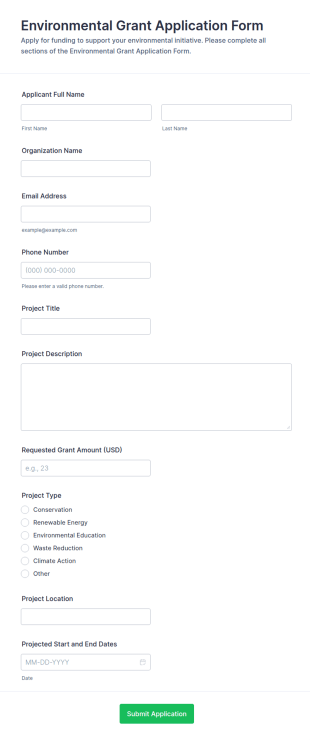 Environmental Grant Application Form Template