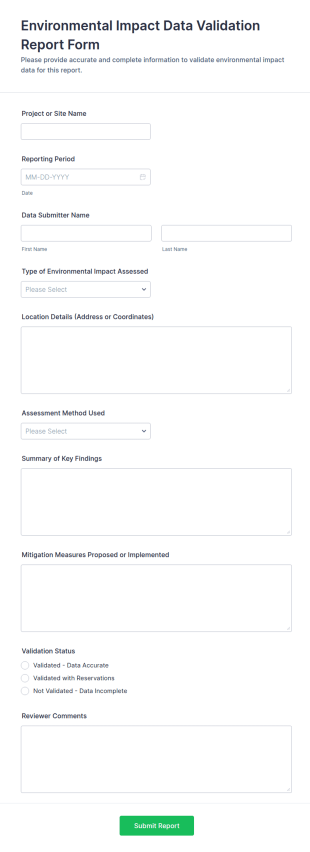 Environmental Impact Data Validation Report Form Template