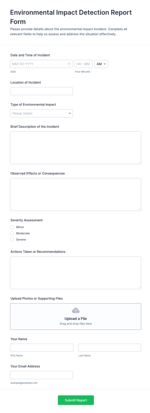 Environmental Impact Detection Report Form Template