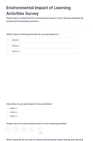 Environmental Impact Of Learning Activities Survey Form Template