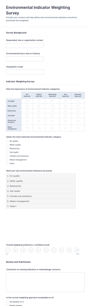 Environmental Indicator Weighting Survey Form Template