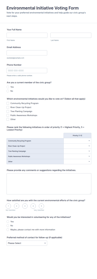Environmental Initiative Voting Form Template