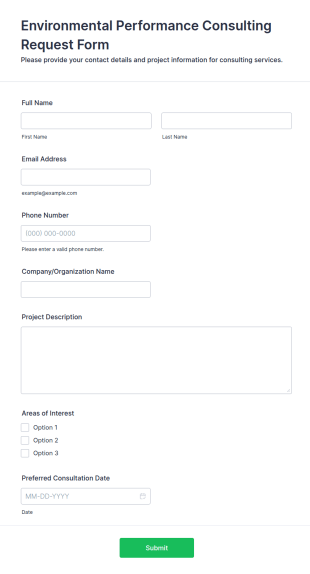 Environmental Performance Consulting Request Form Template