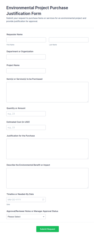 Environmental Project Purchase Justification Form Template