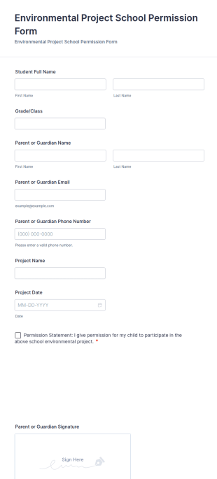Environmental Project School Permission Form Template