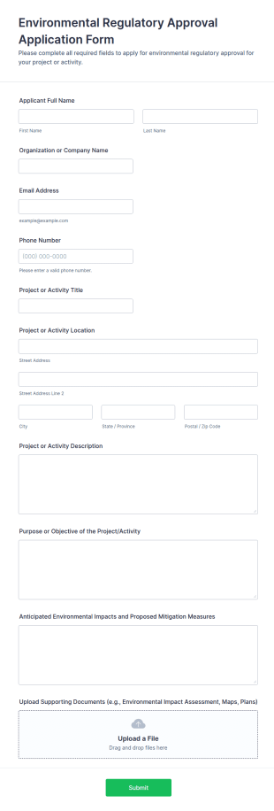 Environmental Regulatory Approval Application Form Template