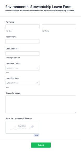 Environmental Stewardship Leave Form Template