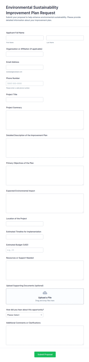Environmental Sustainability Improvement Plan Request Form 🌱