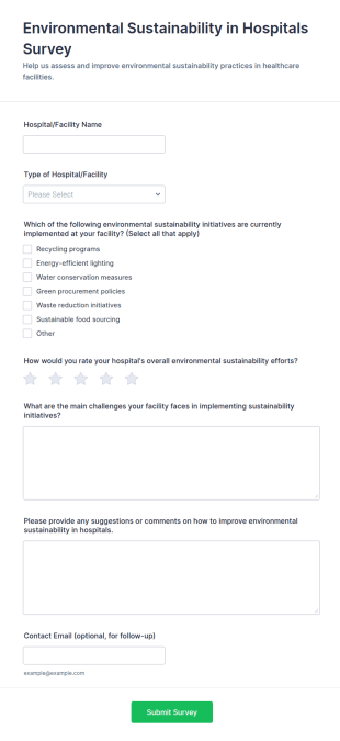 Environmental Sustainability In Hospitals Survey Form Template