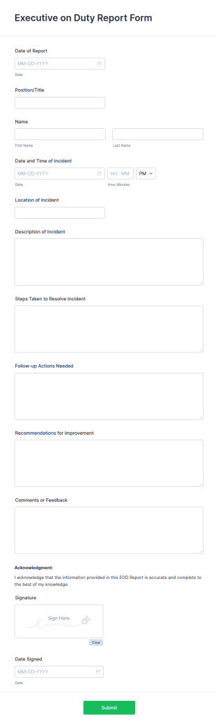 EOD Form Template