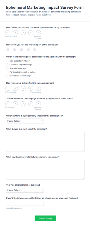 Ephemeral Marketing Impact Survey Form Template