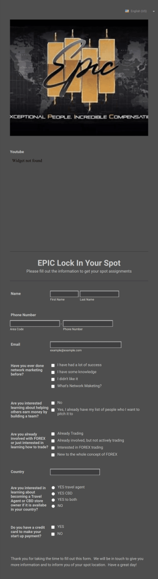 Epic Trading Lock In Your Spot Form Template