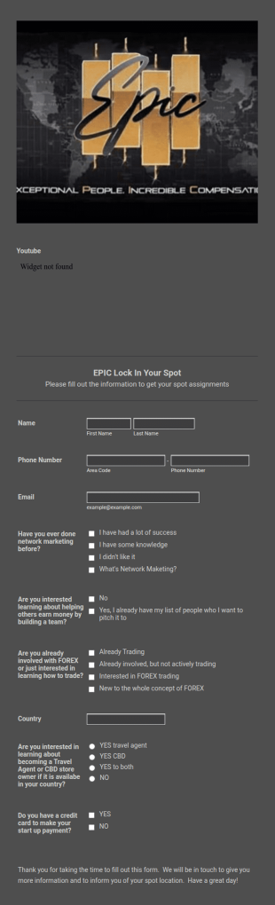 Epic Trading Lock In Your Spot Form Template